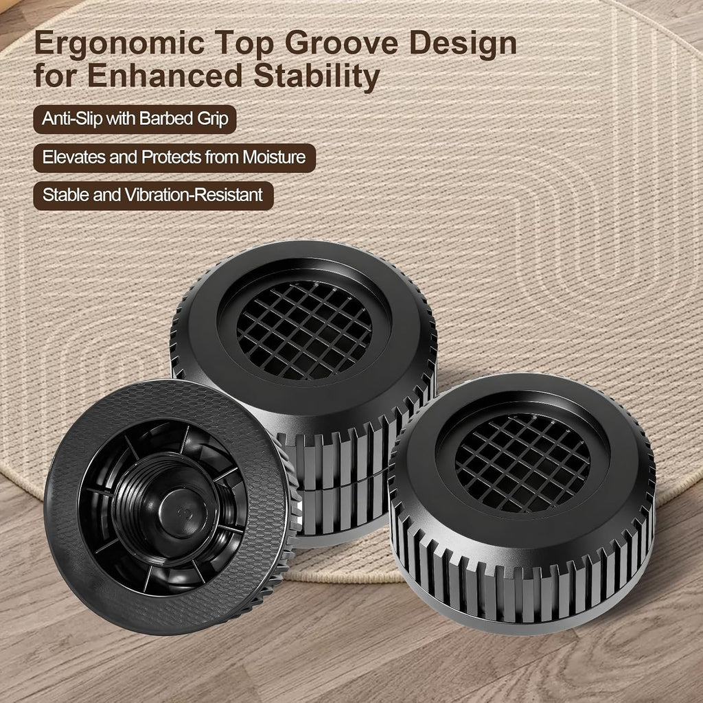 Round Bed Risers Furniture Risers – Heavy Duty Anti-Slip Adjustable(1.3" - 3.7" Hgt) Bed Lifts Riser for Desk, Table, Couch, Sofa, Chair, Refrigerator & Washing Machine (3.7 Inch, Black, 4 Pack )