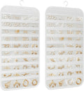 2-Pack Hanging Jewelry Organizer 80-Pocket Dual-sided Jewelry Storage for Jewelry Earring Necklace Bracelet Ring Storage Travel Holder, White