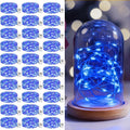 litogo 30 Pack 7FT 20 LED Fairy Lights Battery Operated, 3 Lighting Modes, Bulk Mini Twinkle String Lights Waterproof Silver Wire for Weddings Mason Jars Party Christmas Decorations-Blue