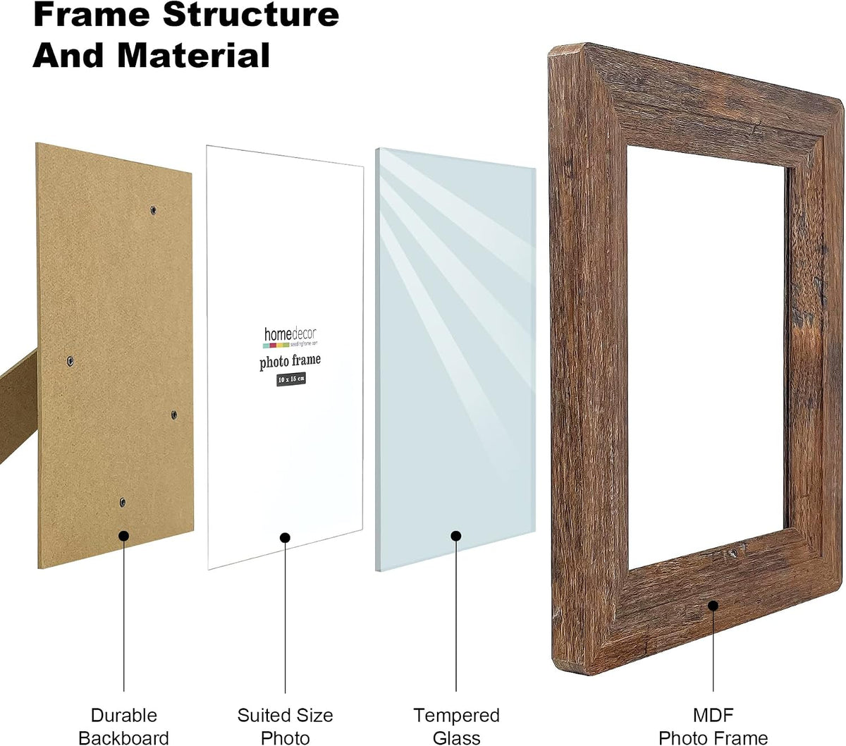 4x6 Wooden Picture Frames with Real Tempered Glass