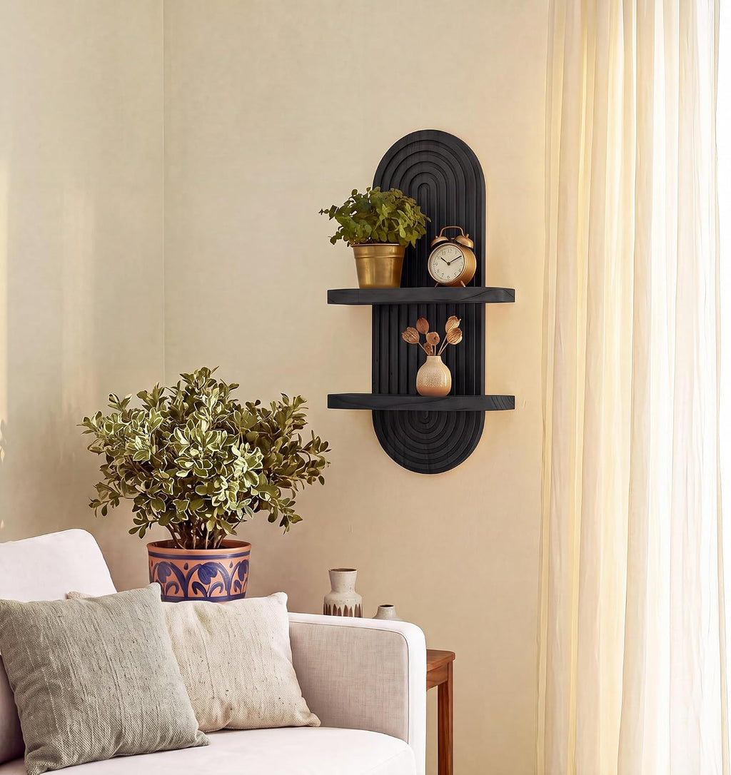 Heiple Boho Arched Floating Shelves, Black, 22"-1 Pcs