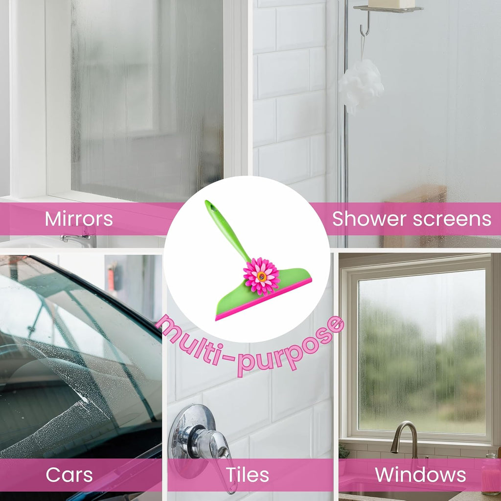 Vigar Flower Power All-Purpose Squeegee, Pink, Green, 9-Inches