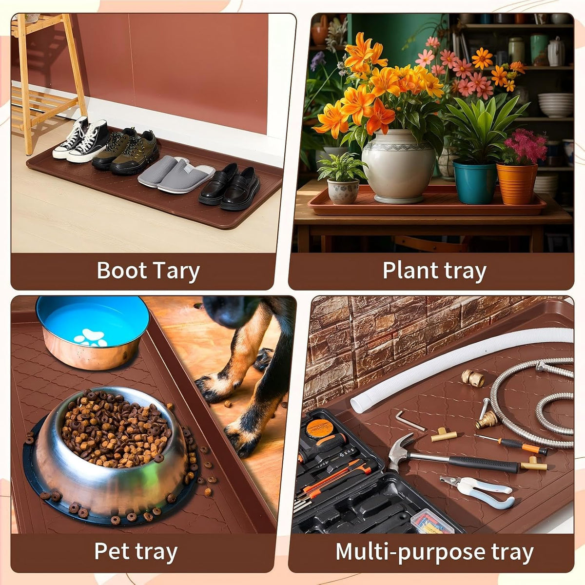 Geelin 1 Pack 40"x20" Extra Large Boot Tray, Long Shoe Mats, Brown