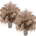 Janinka 150 Pcs Dried Fluffy Pampas Grass Bulk 17 Inch, Boho Decor, Brown