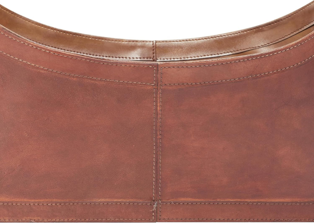 deco 79 Leather Magazine Holder, Basket 21" x 9" x 12", Brown