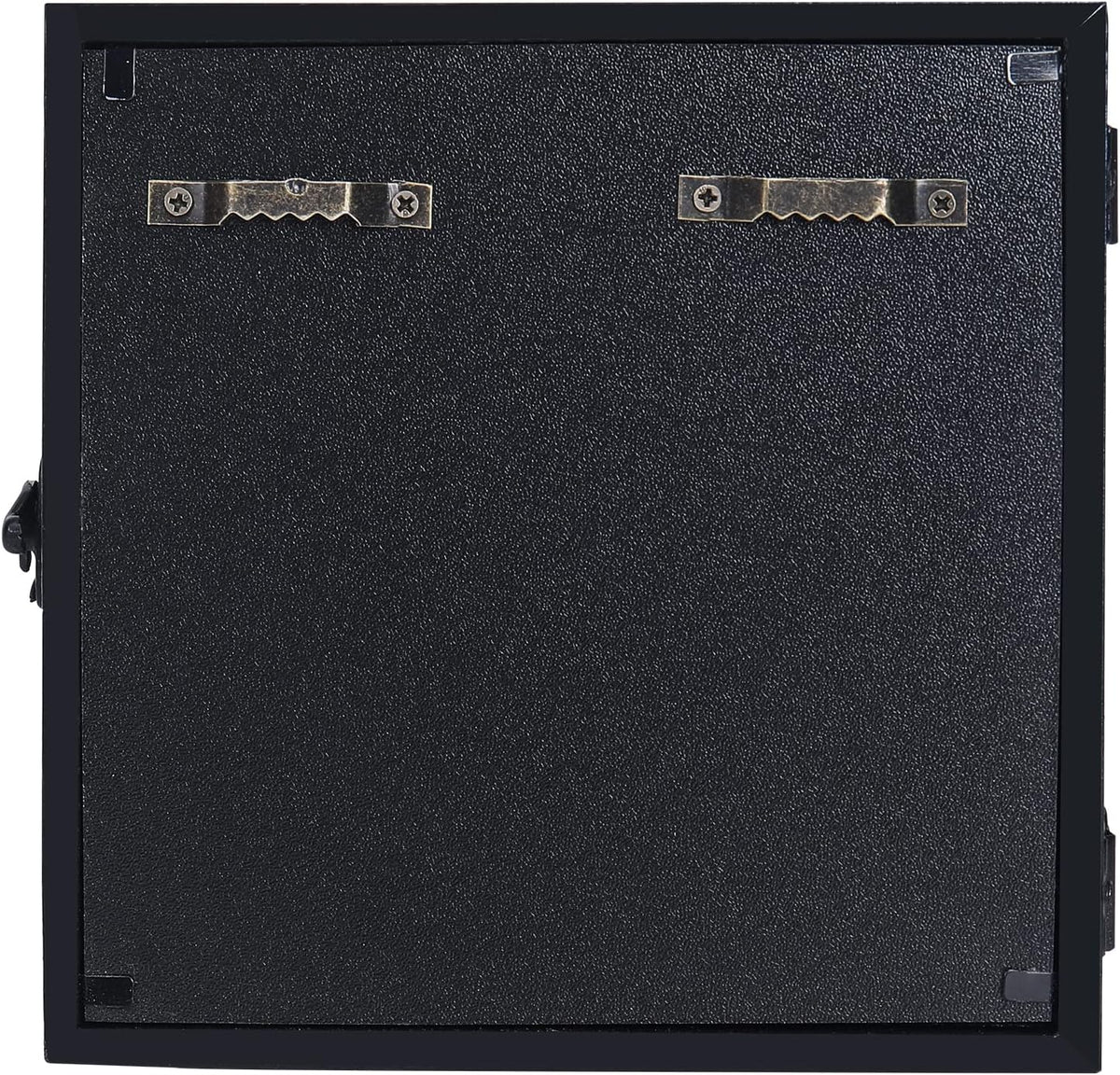6x6 Small Shadow Box Frame with Glass, Hinged Door, Solid Wood, Black