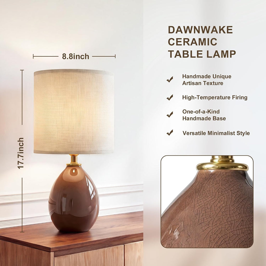 Dawnwake 17.7" Ceramic Table Lamps Set of 2 for Living Room Bedroom, Coffee