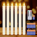Enhon 6 Pack Flameless Taper Candles with Remote & Batteries, 10" Ivory LED Candle Sticks, 3D Wick & Wax Drip Design, 624+ Hour Battery Operated Candles for Home, Wedding & Christmas Decor