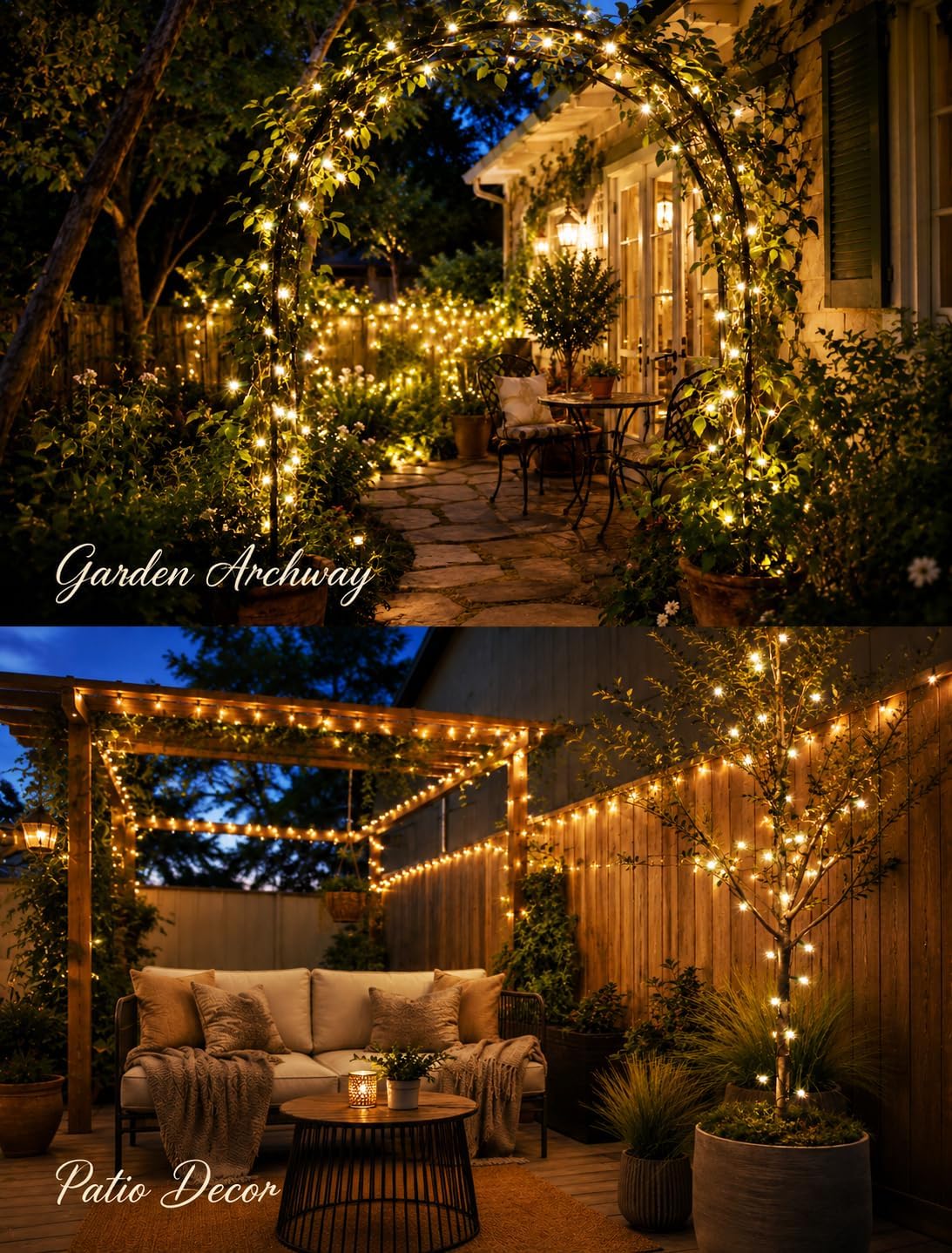 Hopolon Clear Christmas Lights Set 2 PACK 50 Count Green Wire Mini Lights