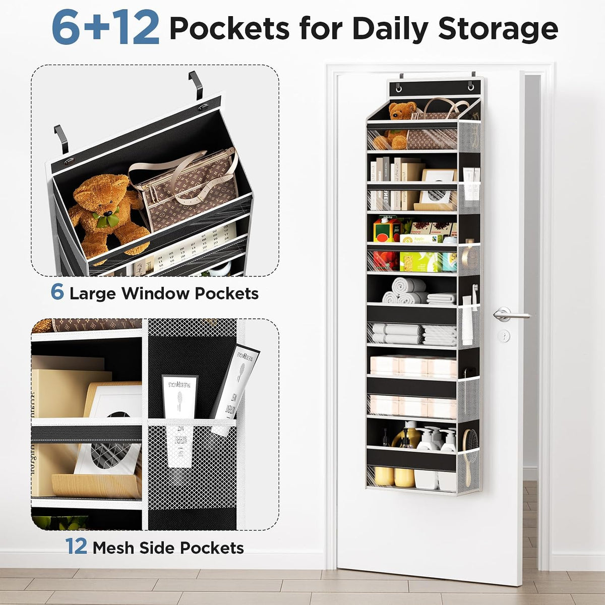 Over The Door Organizer 6 Tiers, Behind The Door Storage Hanging Shelves