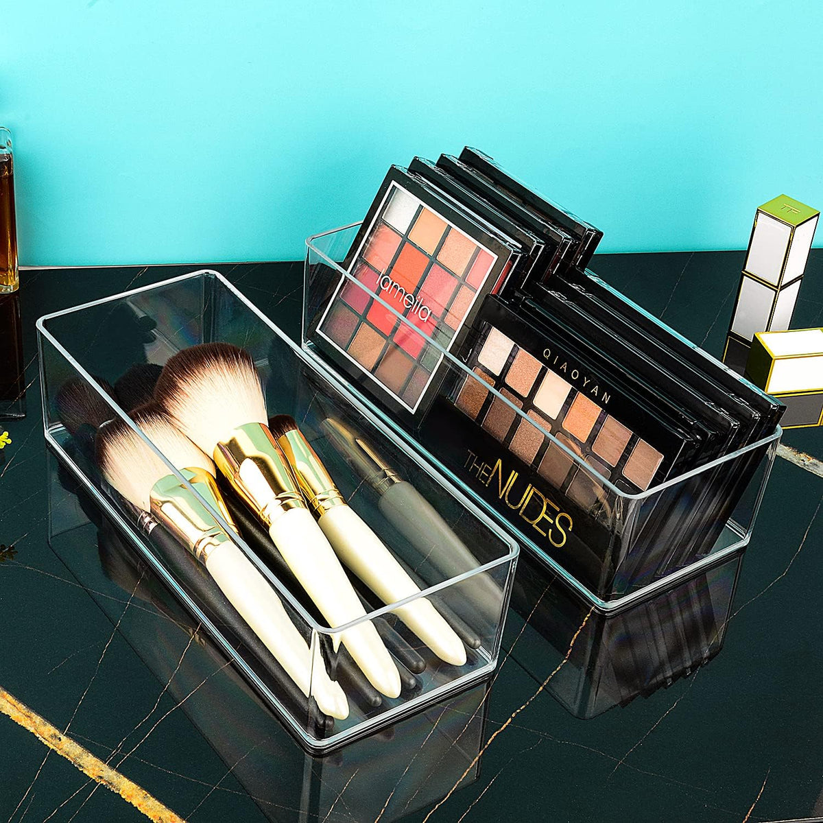 JessLab Acrylic Makeup Organizer, 1-Compartment Clear Bathroom Drawer Tray