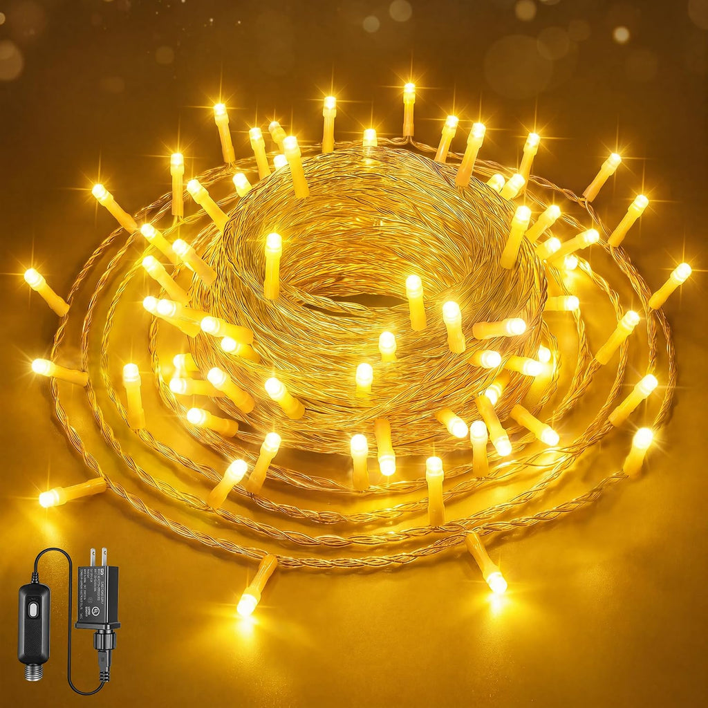 Ollny 100 LED Christmas Lights 33FT, Warm White Connectable Fairy Lights