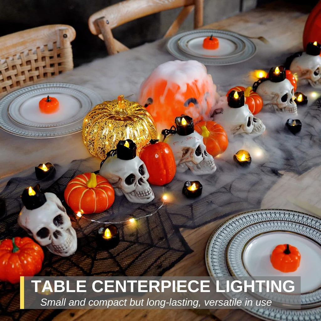 Homemory 24Pack Halloween Black Dripping Flameless LED Candles,1.58"x 1.2"