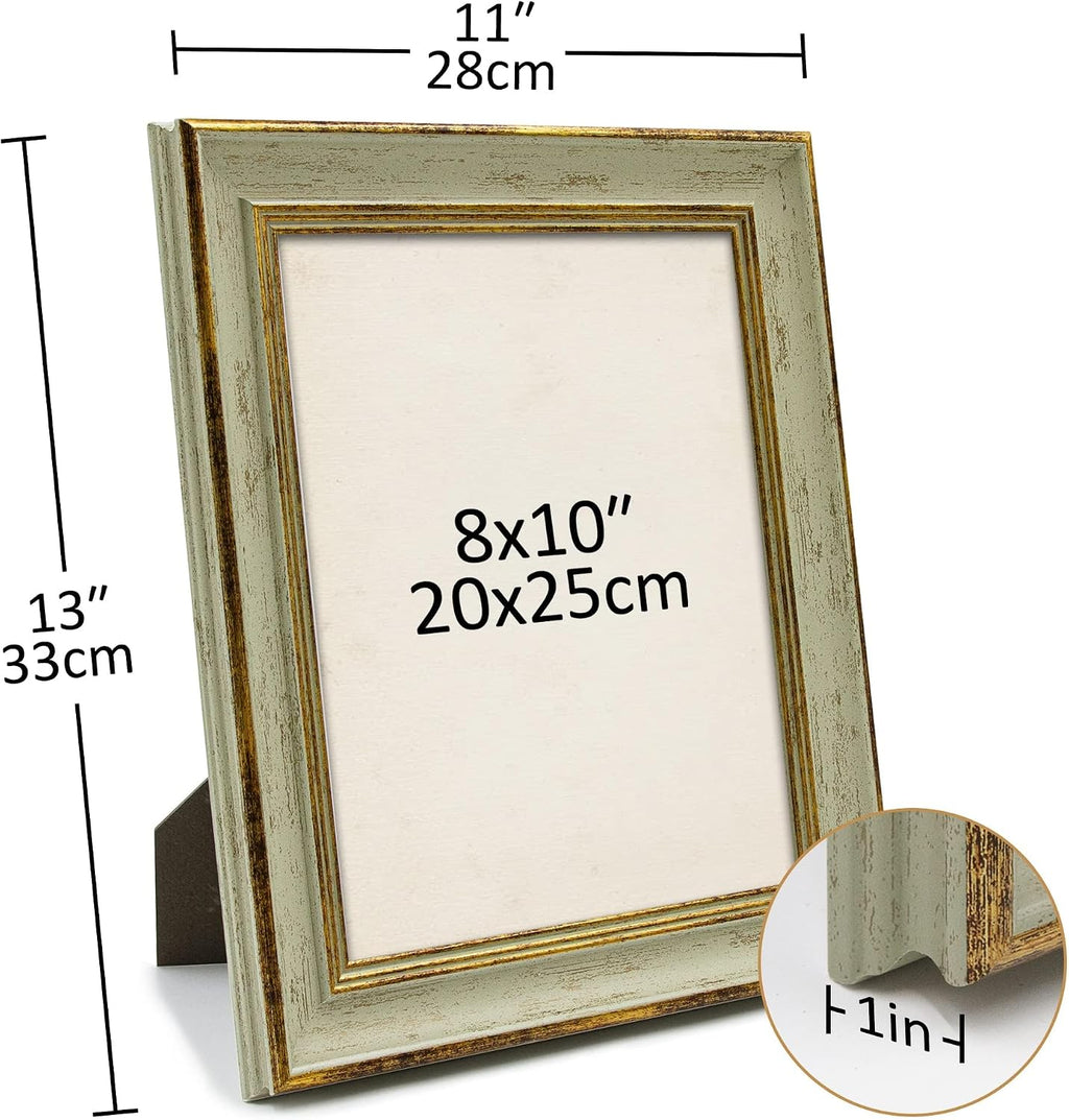 Sapowerntus Vintage 8x10 Picture Frame Gold Line Sage Green Photo Frames