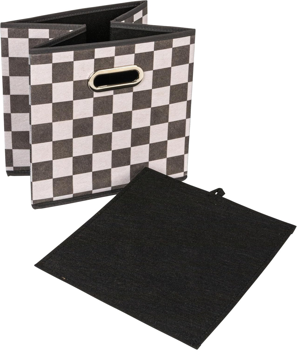 Household Essentials Fabric Storage Bins 6 Piece Set, Checkerboard White and Black