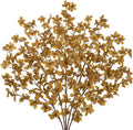 33.5" Long Artificial Fall Leaves Stems for Table Centerpieces, 5 Pcs Faux Fall Stems and Branches for Vase Filler, Falls Greenery Stems for Farmhouse Autumn Harvest Thanksgiving Decor, Deep Yellow