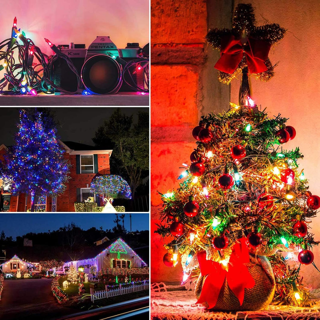 Minetom Clear Christmas Lights 2 Pack 20 Feet 100 Counts Multicolor