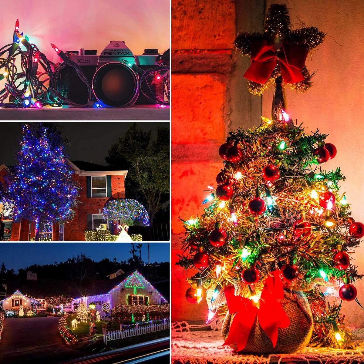 Minetom Clear Christmas Lights 2 Pack 20 Feet 100 Counts Multicolor