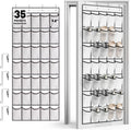 WVM Over the Door Shoe Organizer with 35 Breathable Mesh Pockets, Hanging Shoe Organizer for Door with 4 Metal Hooks, Large Capacity Closet Storage for Shoes, Accessories, White