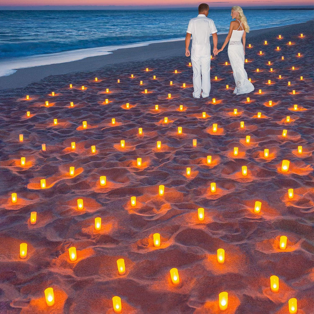 Esup Rechargeable Tea Lights Candles with Realistic Flame Effect for Decora