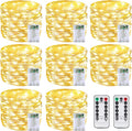 8 Pack 60 LED Fairy Lights Battery Operated with Remote, 20 FT Warm White