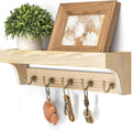 Rebee Vision Key Holder Wall Mount with Shelf for Room Decor, Natural Wood