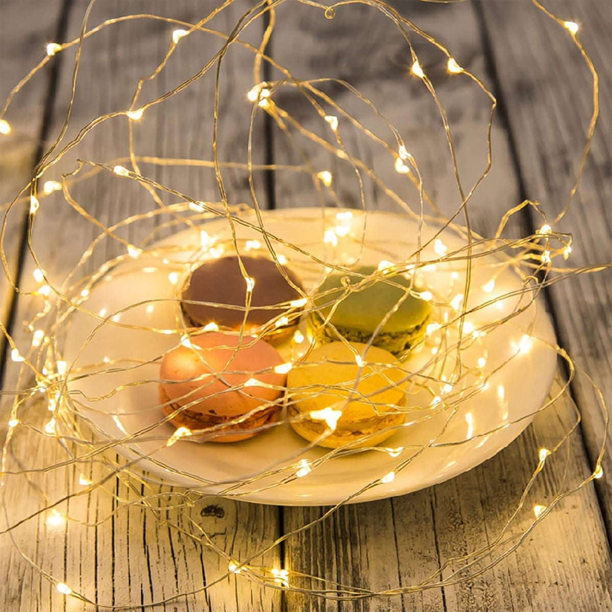 WATERGLIDE 12 Pack Fairy Lights Battery Operated (Included), 7 ft 20 LED Mini String Lights, Waterproof Silver Wire Firefly Starry Lights for DIY Wedding Christmas Party Mason Jars Decor, Warm White