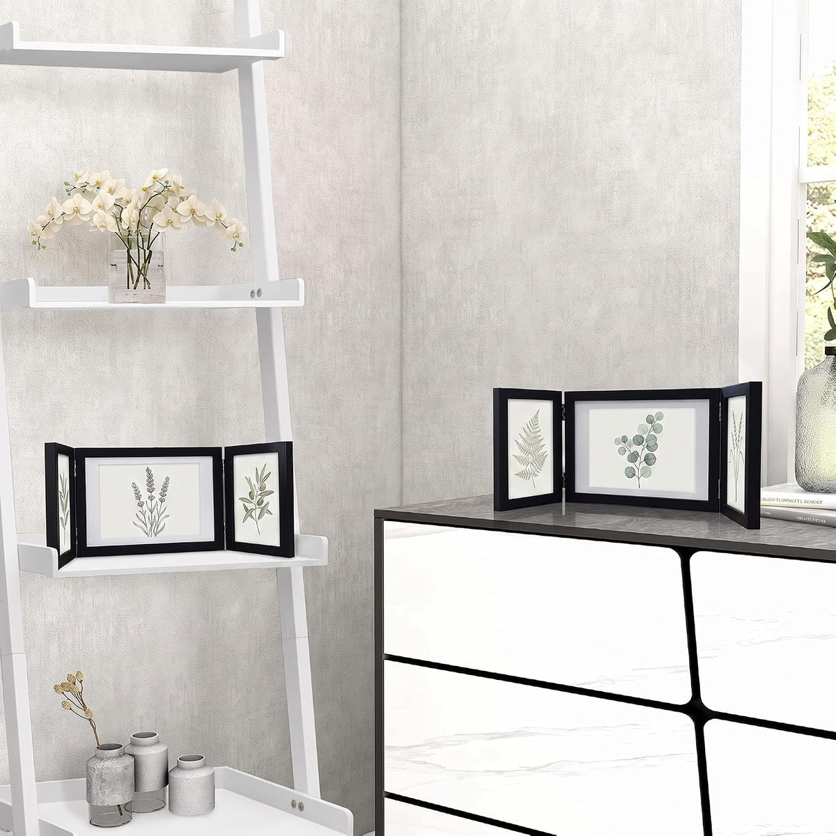 Afuly 3 Picture Frame 4x6 Black 5x7 Collage Triple Photo Frames for Desk