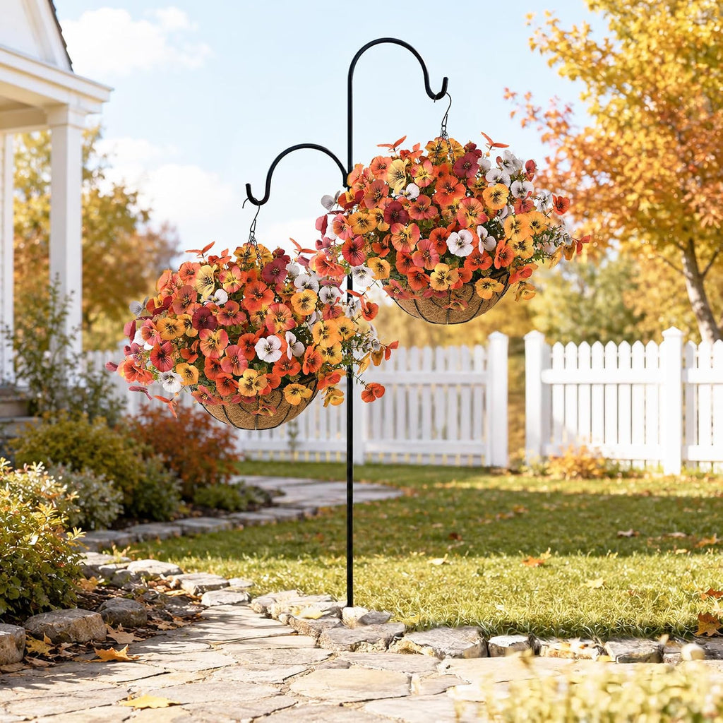 INQCMY Artificial Pansy Fall Flowers for Outdoor Porch Decoration Faux Mums
