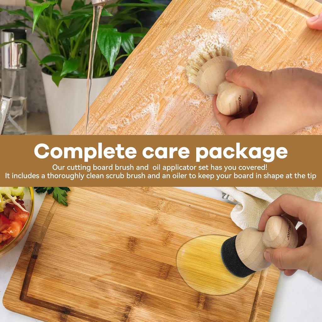 DEBETOOL Cutting Board Oil Applicator & Sisal Scrub Brush Set