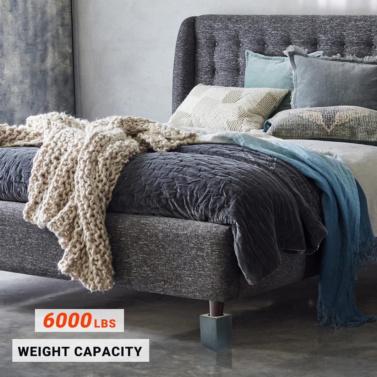 Wood Bed Risers, Furniture Risers-Heights 4.5 Inch Heavy Duty Risers Black