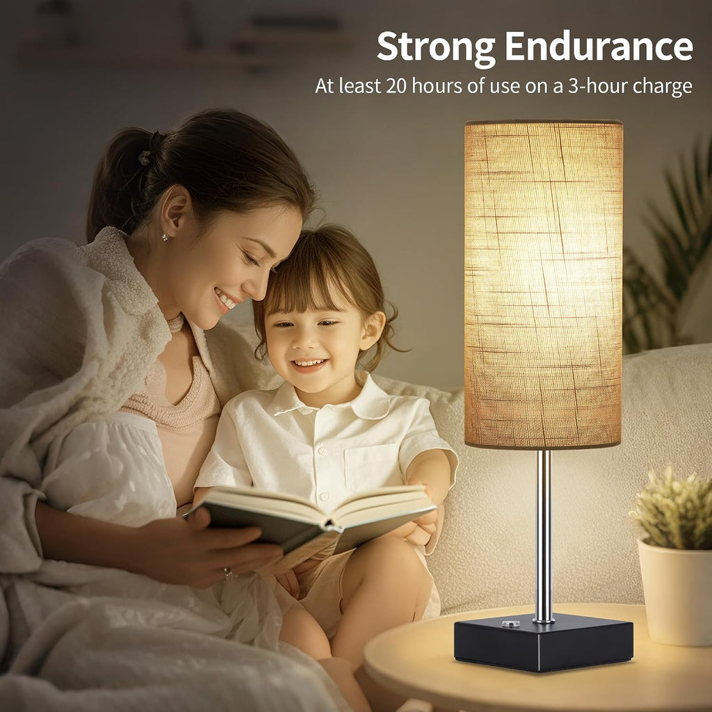 AVV Cordless Table Lamp with Dimmable, Rechargeable 3 Modes Battery Powered Bedside Lamp, Battery Operated Lamps for Night Stand, Touch Lamp for Bedroom, Living Room,15 Inch Grey 2PK