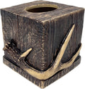BestGiftEver Realistic Wood with Antler Accent Square Tissue Box Cover