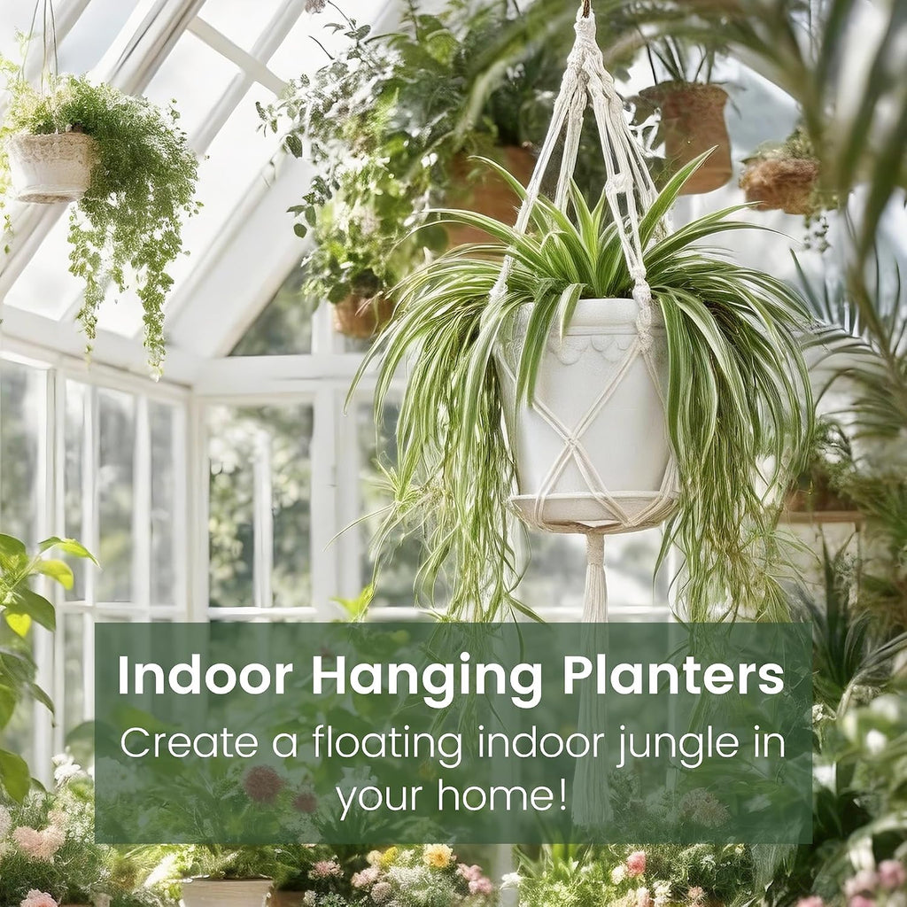 Hanging Planters with Macrame Plant Hangers, 3-Set, 3 Different Sizes