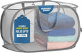 Handy Laundry Collapsible Laundry Basket, 2-Compartment Mesh Pop Up Hamper with Handles – Foldable, Space-Saving Dirty Clothes Organizer for Dorm, Travel, Laundry Room, Grey
