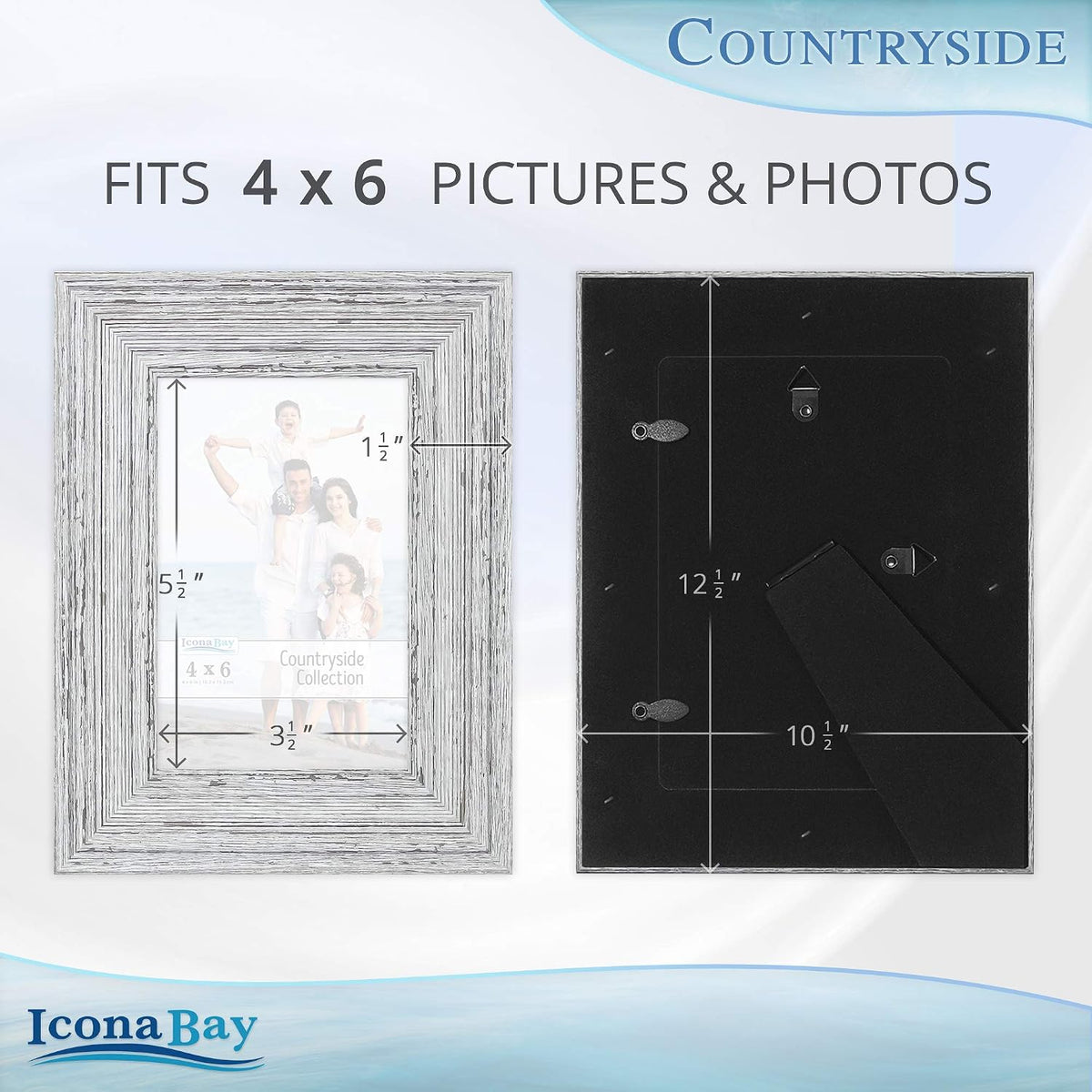 Icona Bay 4x6 Picture Frames (Speckled Gray, 6 Pack), French Country Style Picture Frame Set, Wall Mount or Table Top, Countryside Collection