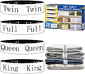 20 Pack Elastic Bed Sheet Organizer Bands with Size Labels，Elastic Bedding Band Labels for Organizing Bed Sheets with Assorted Sizes