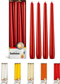BOLSIUS Dark Red Taper Candles - 4 Pack Unscented 10 Inch Dinner Candle Set - 8 Hours Burn Time - Premium European Quality - Smokeless and Dripless Household Wedding, Spa, and Home Decor Candlesticks
