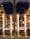 4-Pack Flameless Window Candles Battery Operated with Timer,3D Flickering Flame, Battery Operated LED Candlesticks with Suction Cups for Christmas Holiday Home Window Decor
