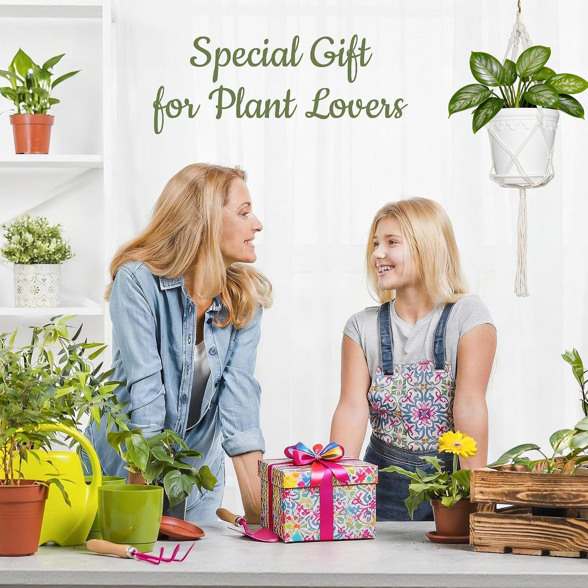 Hanging Planters with Macrame Plant Hangers, 3-Set, 3 Different Sizes