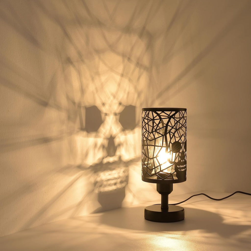 Set of 2 Skull Table Lamp for Bedroom with Plug in Switch