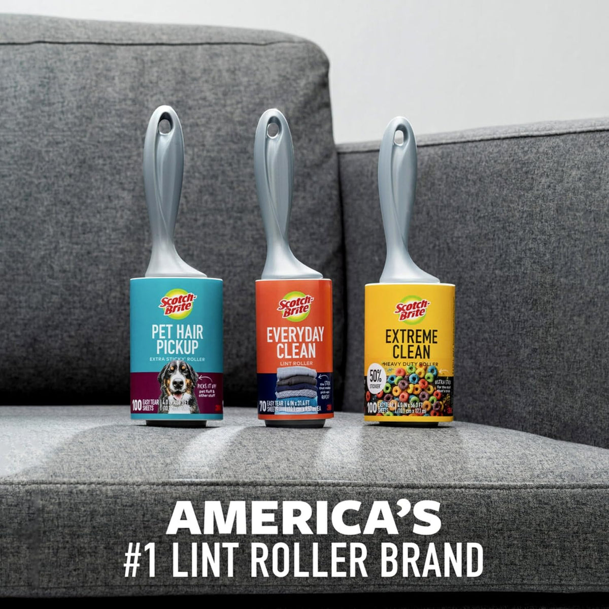 Scotch-Brite Pet Hair Pickup Extra Sticky Lint Roller Refills, Refills Only, 50% Stickier, 4 in x 36.2 ft Each, 70 Sheets Per Refill, 3 Pack, 210 Total Sheets