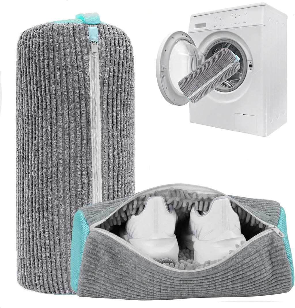 Shoe Washing Machine Bag，2PCS Laundry Shoe Bags for Sneaker，Washer and Dryer Reusable Shoes Cleaning Bag for All Shoe Sizes - Grey