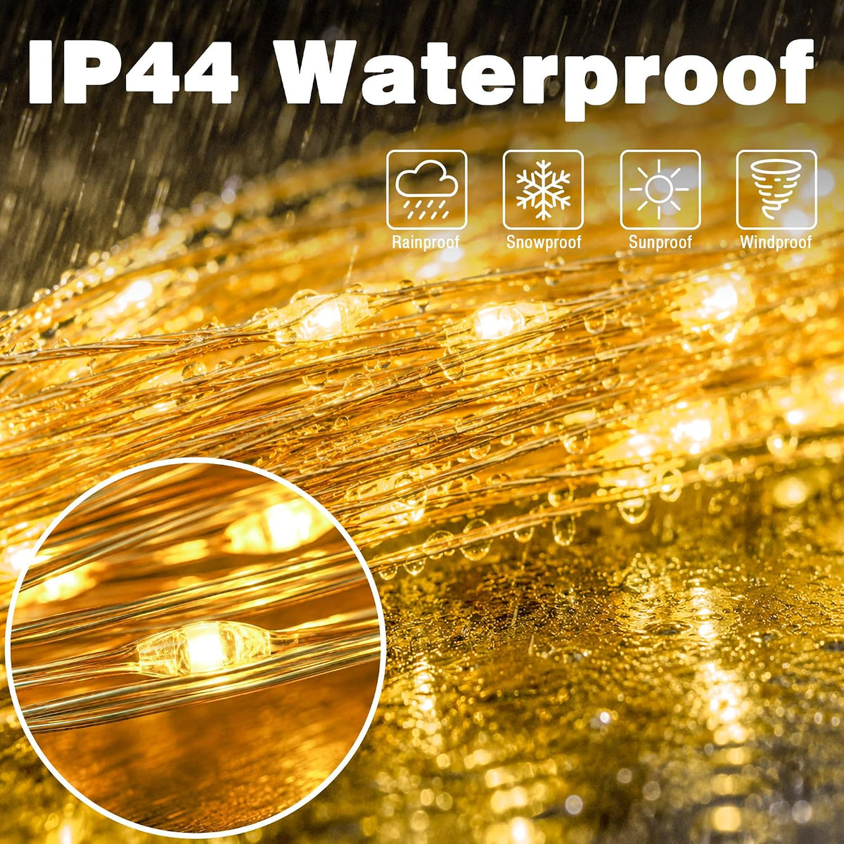 33FT 100 LED Plug in Fairy Lights with 13 Modes & Timer, Warm White