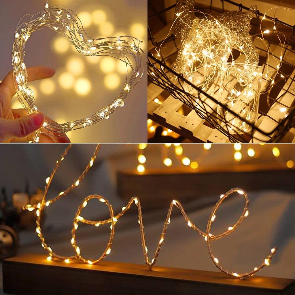 WATERGLIDE 12 Pack Fairy Lights Battery Operated (Included), 7 ft 20 LED Mini String Lights, Waterproof Silver Wire Firefly Starry Lights for DIY Wedding Christmas Party Mason Jars Decor, Warm White