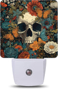 Skull Flowers Night Light, Plug-into Wall Nightlight Lamp with Dusk to Dawn Sensor, Led Lamp 0.5W Energy Efficient for Boys Girls Women Men Gifts, Home Decorative