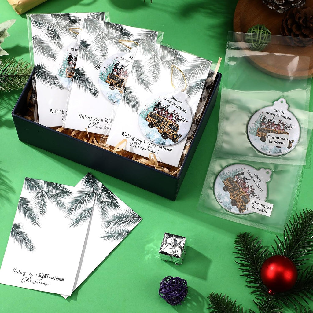 5 Sets Christmas Bus Driver Gifts Scented Ornaments with Gift Cards