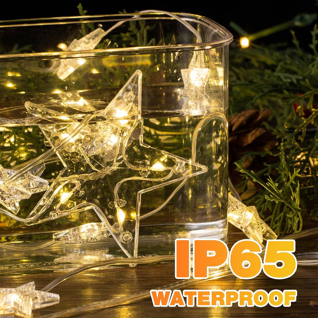74 LEDs Christmas Window Lights with 46 Stars, IP65 Waterproof, Warm White
