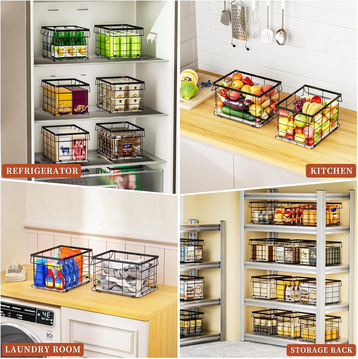 Freezer Organizer Bins for 3.5 Cu.Ft,Upgrade Quick Expand/Collapse,4PACK
