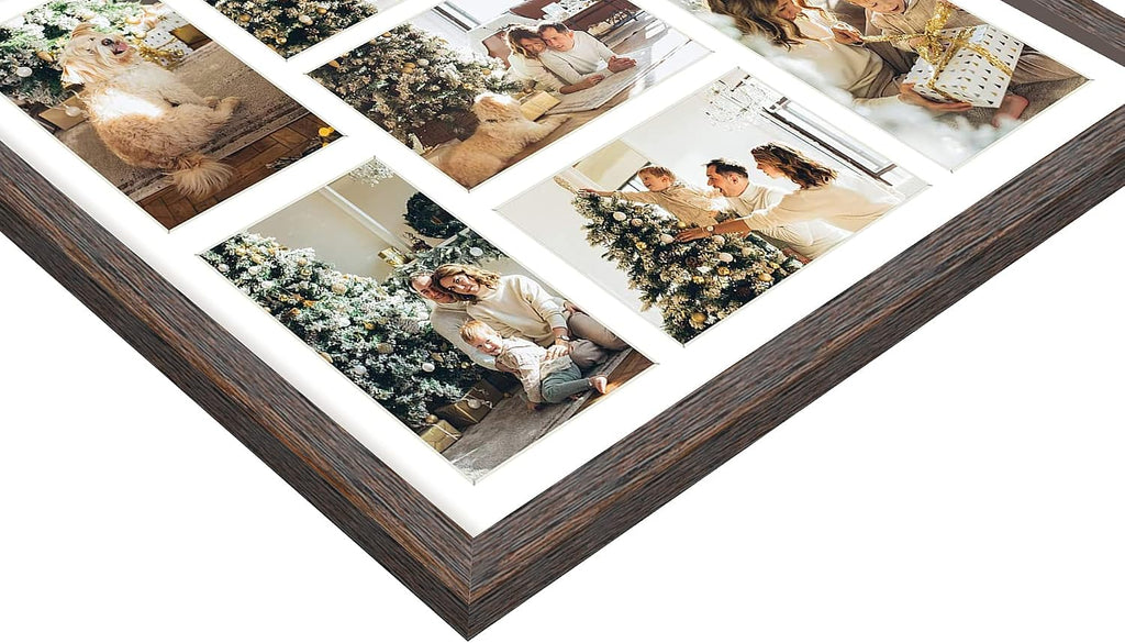 Golden State Art 7 Openings for 4x6 Collage Picture Frame,Solid Wood/Glass